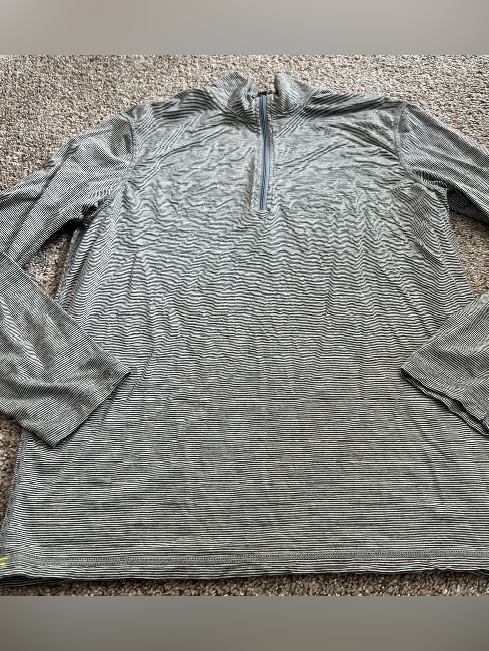 Smartwool Men's Wool Light Gray Quarter-Zip Stripe Pullover Size Medium